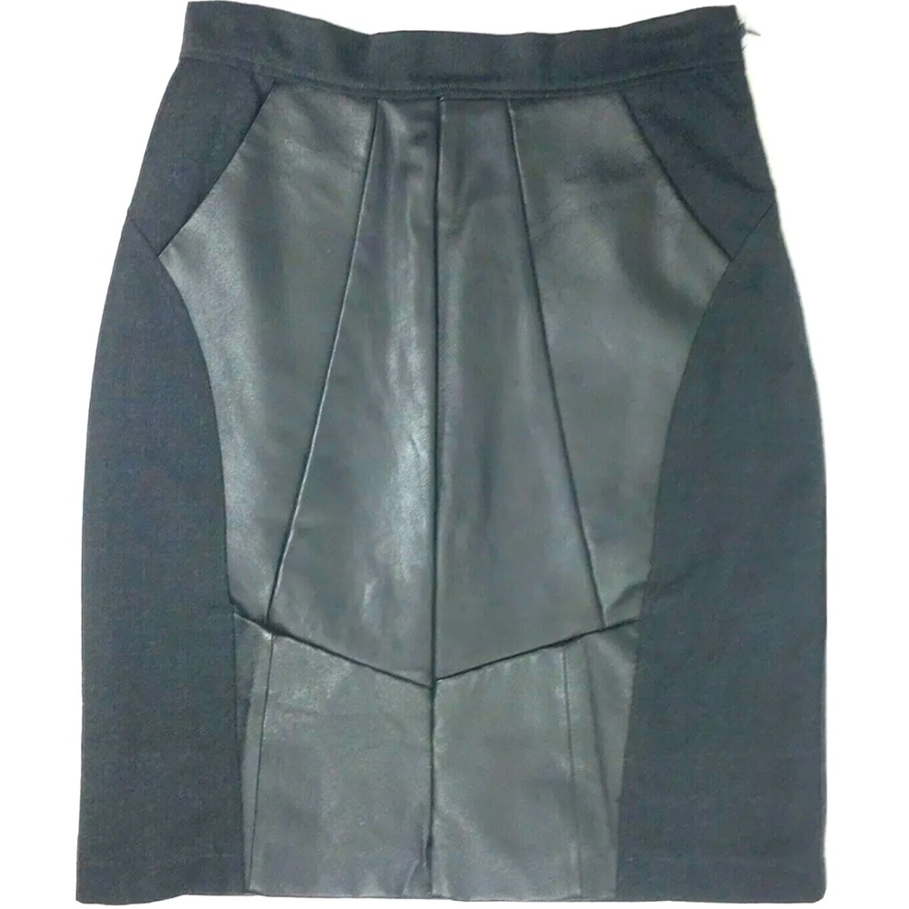 🌸Anthropologie🌸Handcut By Preloved Lined Skirt Reclaimed Wool/ Leather XS